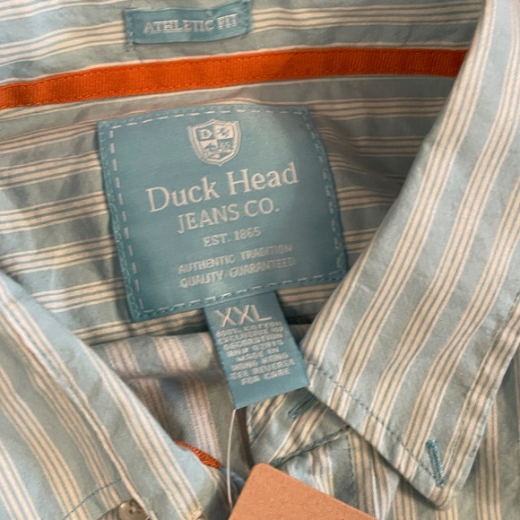 Duck Head Shirt Mens XXL‎ 2XL Aqua Blue Long Sleeve Athletic Fit Made Hong Kong - Picture 3 of 4
